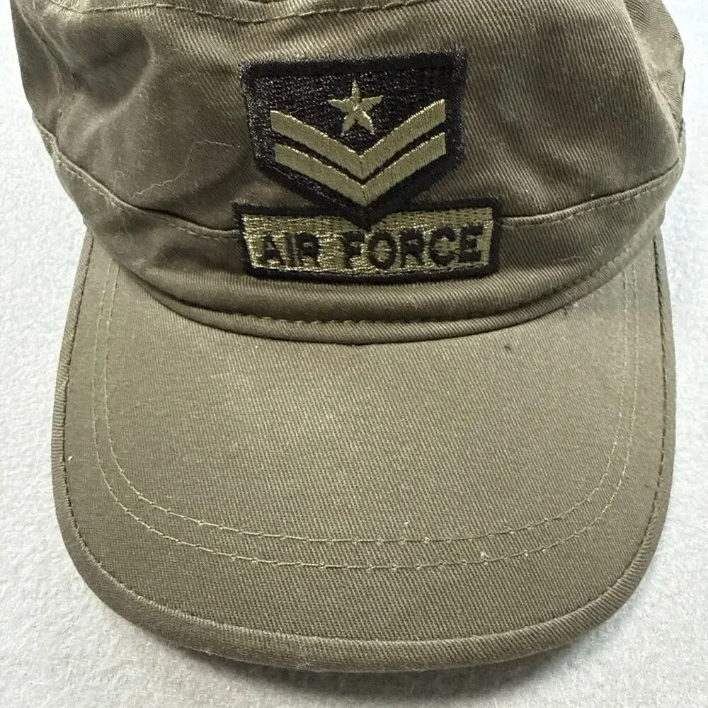 Military Style Patrol Cap Air Force Rank Patch Olive Green Adjustable OSFM